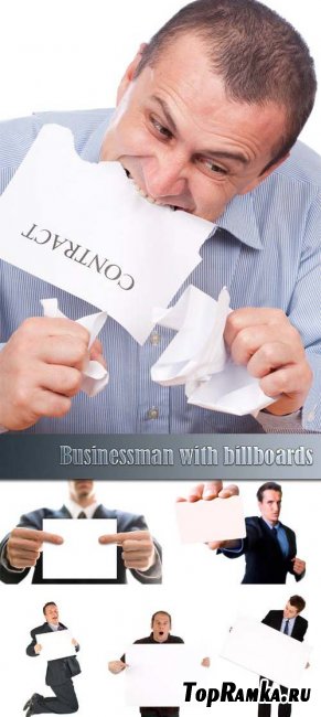 Businessman with billboards 