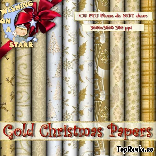 Scrpa-kit - Gold Christmas papers