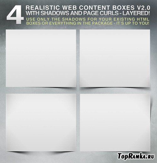 GraphicRiver 4 Realistic Web Content Boxes, Shadows & Pagecurls