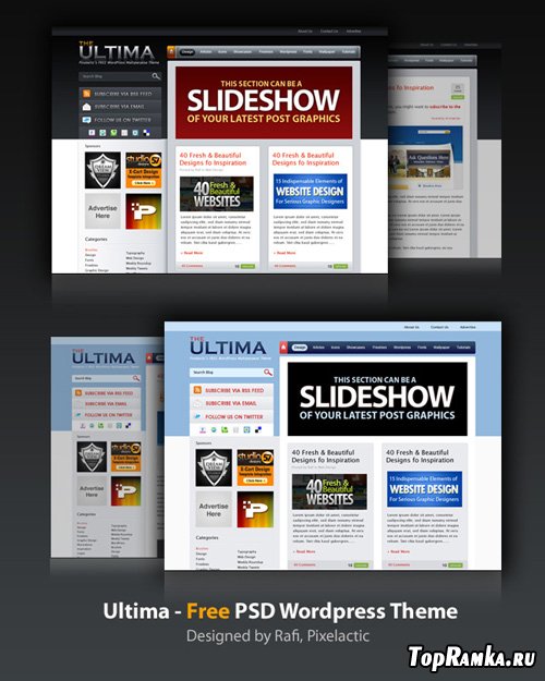 Ultimata WordPress Blog Theme Layout psd file
