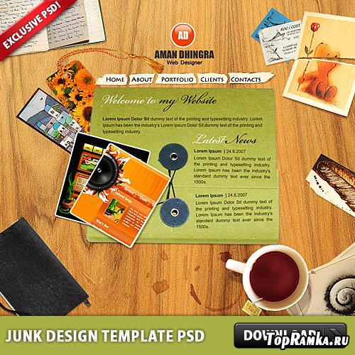 Junk Design Template PSD
