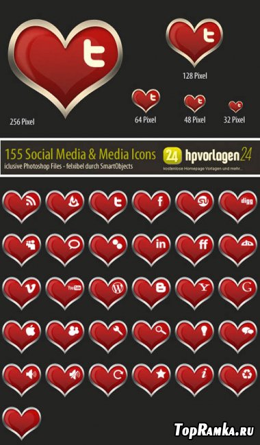 30 Valentine Icons - PSD