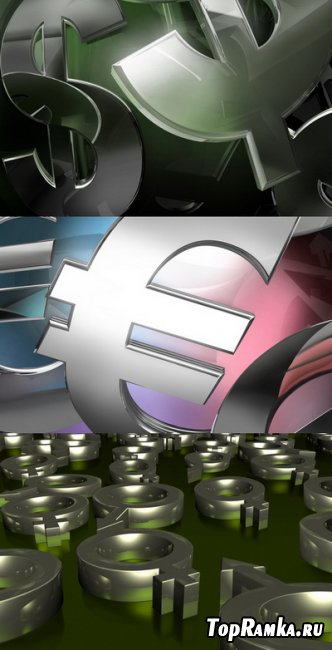 PSD Layered Pictures - Dollar, Euro, Male & Female Icons (Chromed)