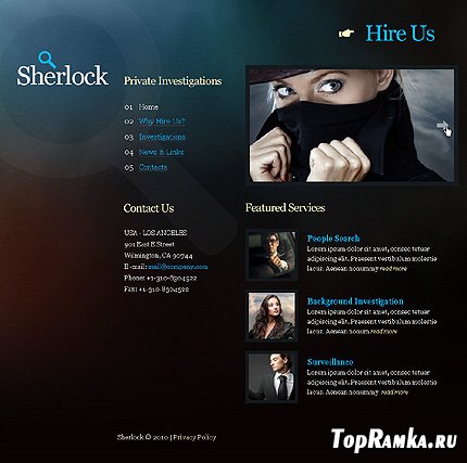 Sherlock Private Website Free Template