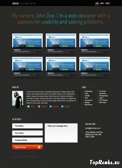 Medialoot Single Page Portfolio PSD Template RETAIL