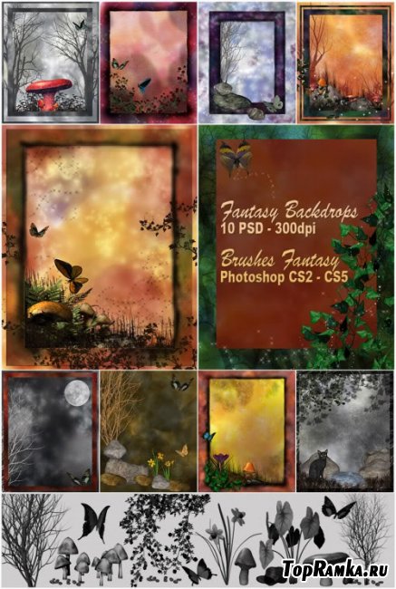 Set: Fantasy Backdrops  brushes Photoshop CS2-CS5