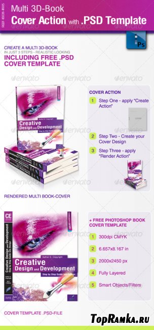 Multi 3D-Book Cover Action with .PSD-Template - GraphicRiver