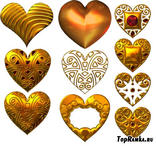 PSD Cliparts - Gold Hearts