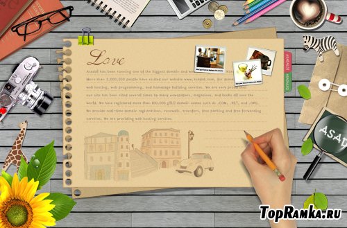 Bookmark Desktop - with a pencil to write on the stationery