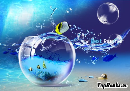 Blue glass ball drops PSD