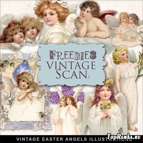 Scrap-kit - Vintage Easter Angels Illustration