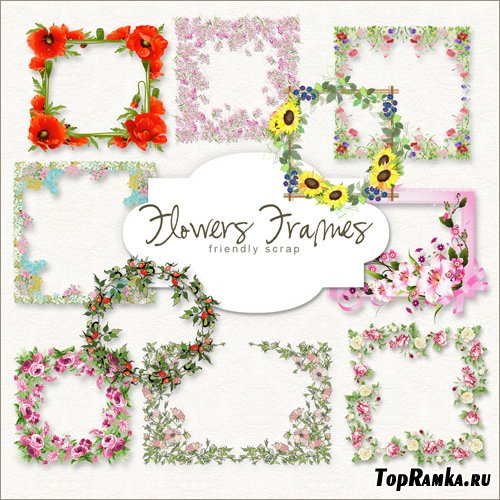 Scrap-kit - Spring Flowers Cluster Frames