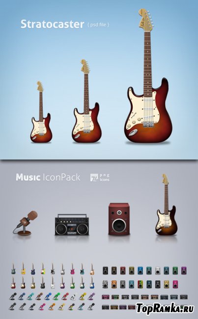 Music Icon Pack & Guitar Classic PSD Source File