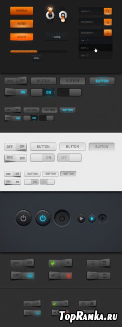 PSD Web Elements - Switches, Buttons, Web Elements