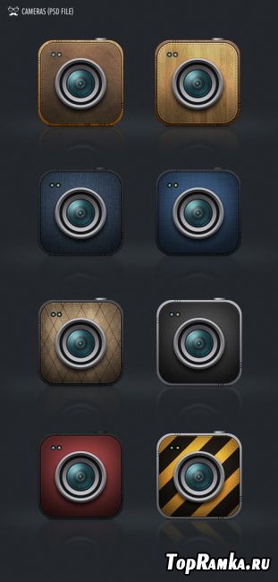 cameras icons free psd file