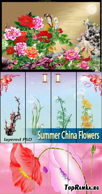   | Summer China Flowers (UHQ PSD)