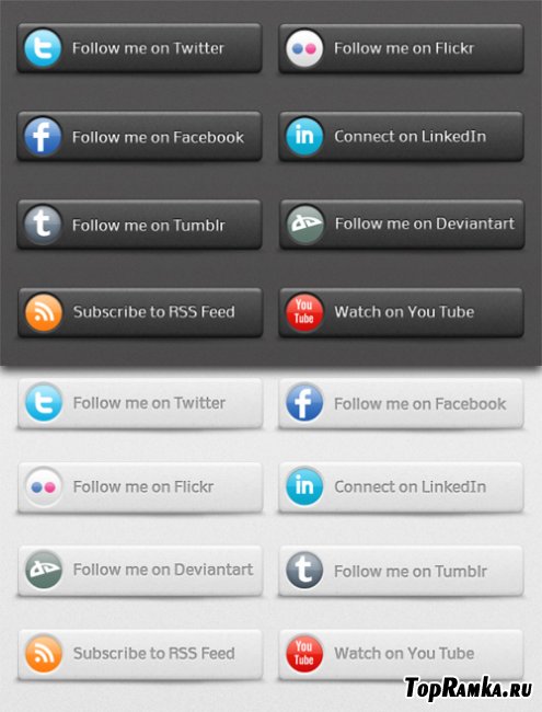 Social Network Buttons - dark & night