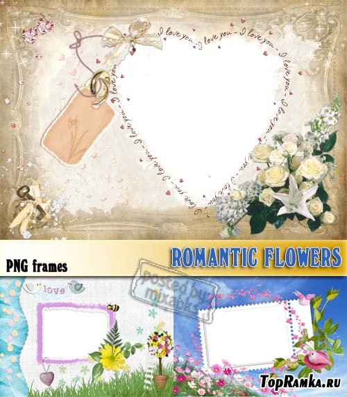   | Romantic flowers (PNG frames)