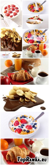 Sweet Food Cliparts - sweet food, strawberries, cereal, nuts, chocolate, milk, baking