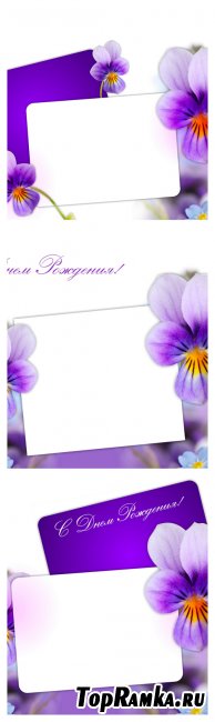 Happy Birthday! - Greeting templates, white background, violet