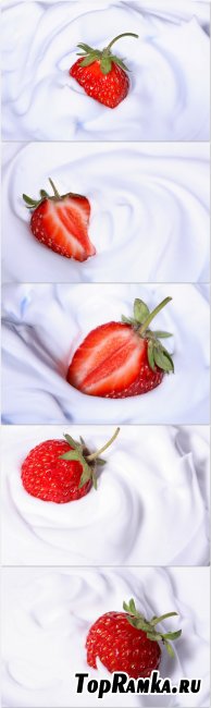 Photo Cliparts - Strawberry in cream