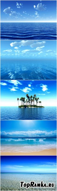Blue Sea Cliparts - blue sea, island, waves