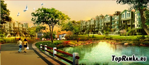 Beautiful Lake Gardens real estate ads PSD layered material