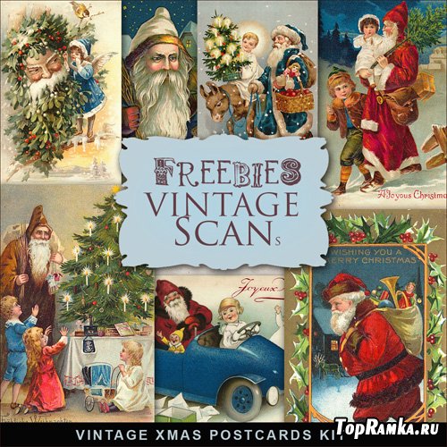 Scrap-kit - Vintage X-mas Postcards #4