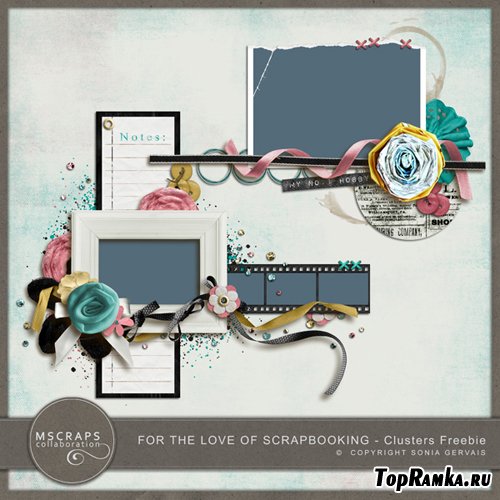 Scrap-kit - Cluster Frames With Flowers (2 PSD, 2 PNG)
