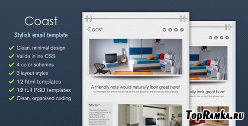 ThemeForest - Coast - Stylish Email Template - Tumblog Style - Rip