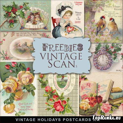 Scrap-kit - Vintage Holidays Postcards #2