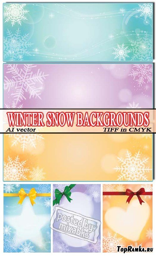     | Winter Snow Backgrounds (AI vector + TIFF in CMYK)