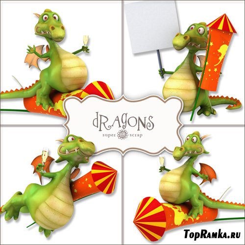 Scrap-kit - Dragons Illustrations #2