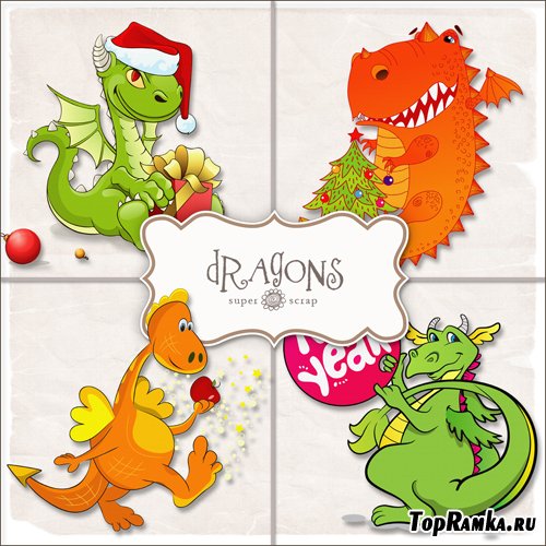 Scrap-kit - Dragons Illustrations #3