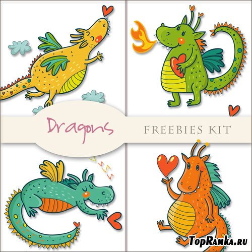 Scrap-kit - Dragons Illustrations #4