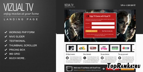 ThemeForest - Vizual-tv TV Film movies landing page - Rip