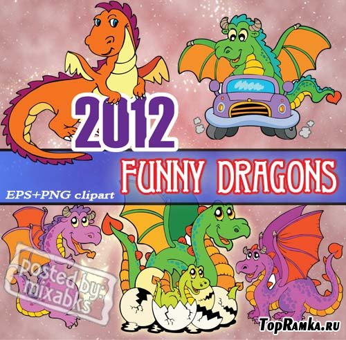   | Funny Dragon 2012 (EPS vector + PNG scrap)