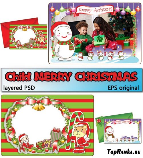    | Child Merry Christmas (PSD frames + EPS vectors)