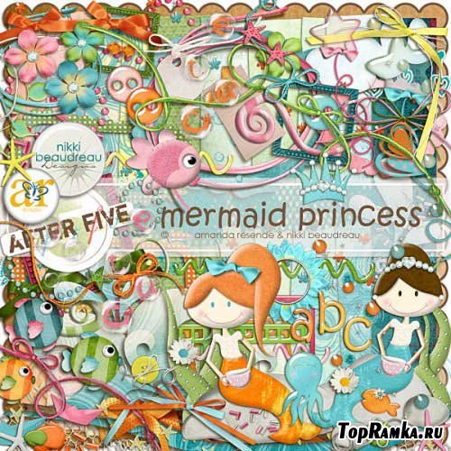 Яркий морской скрап - Русалки принцессы. Scrap - Mermaid Princess 