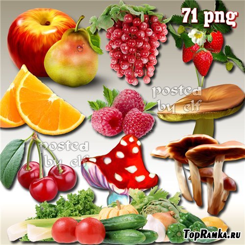  Овощи, фрукты, грибочки – PNG клипарт