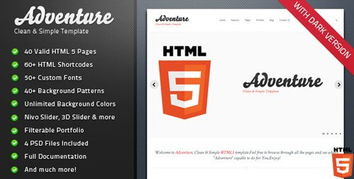 ThemeForest - Adventure v1.1 - Clean & Simple HTML 5 Template