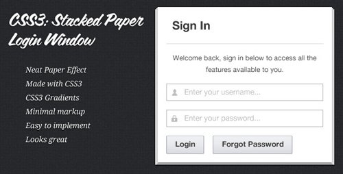 CodeCanyon - CSS3 Stacked Paper Login Window