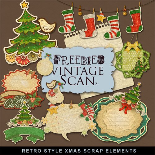 Scrap-kit - Retro Style X-Mas Elements