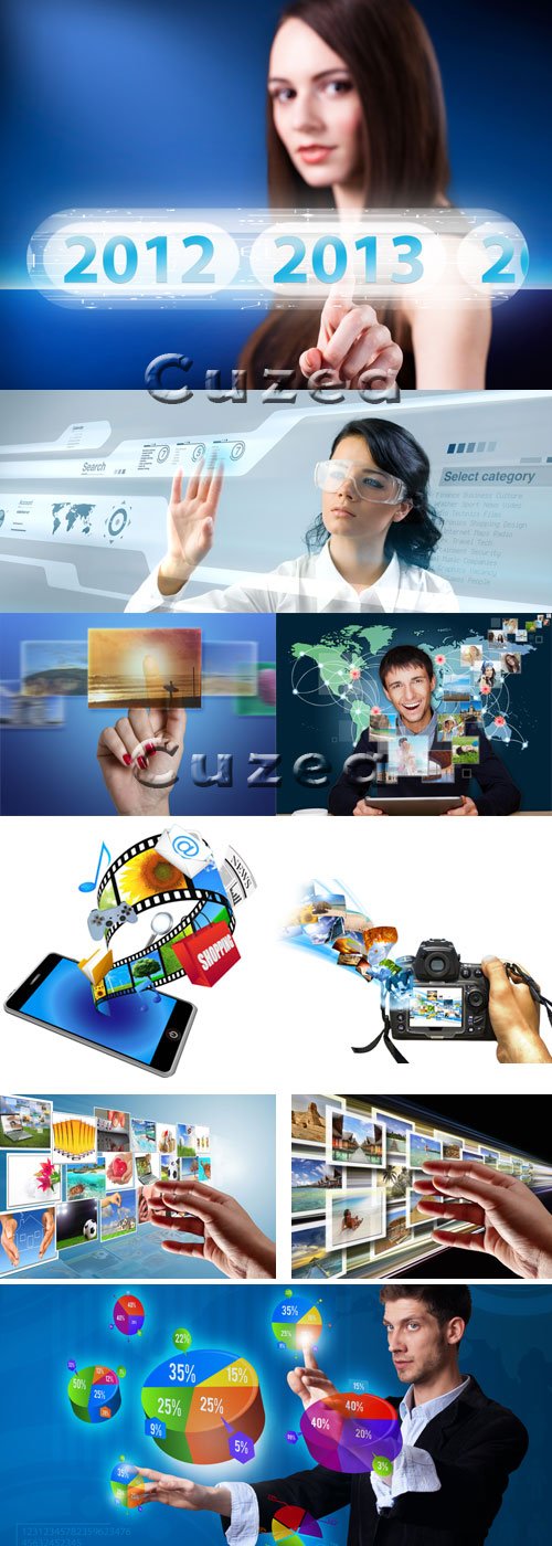 People and touch screen -  Stock photo