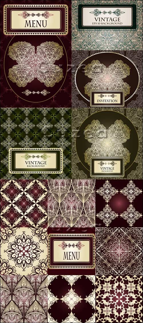         / Vintage backgrounds for invitation and for the menu in a vector