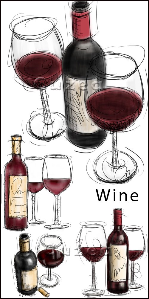     / Glasses with wine - drawn clipart