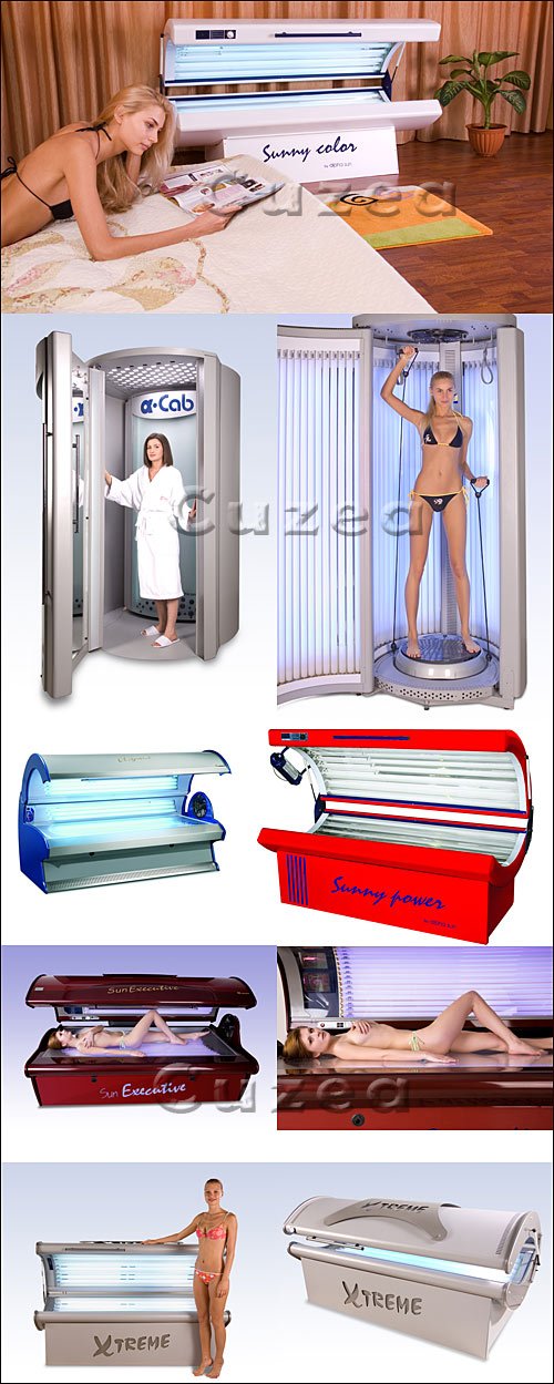      / Sunbeds for beautiful and equal suntan - Stock photo