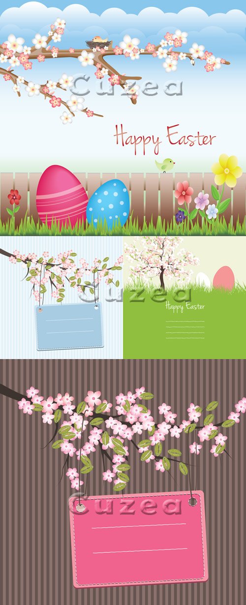       | Gentle spring backgrounds by Easter in a vector