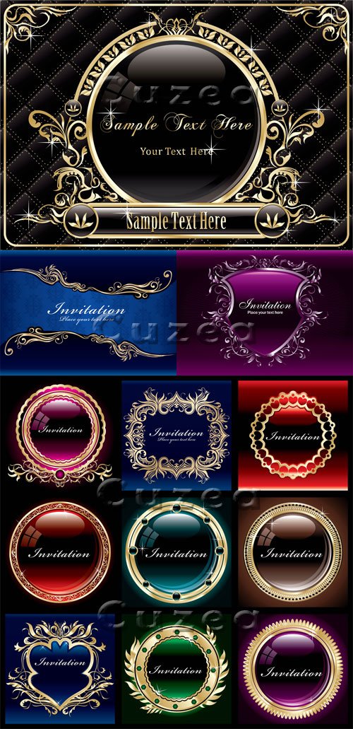    / Vintage collection of frame in vector stock