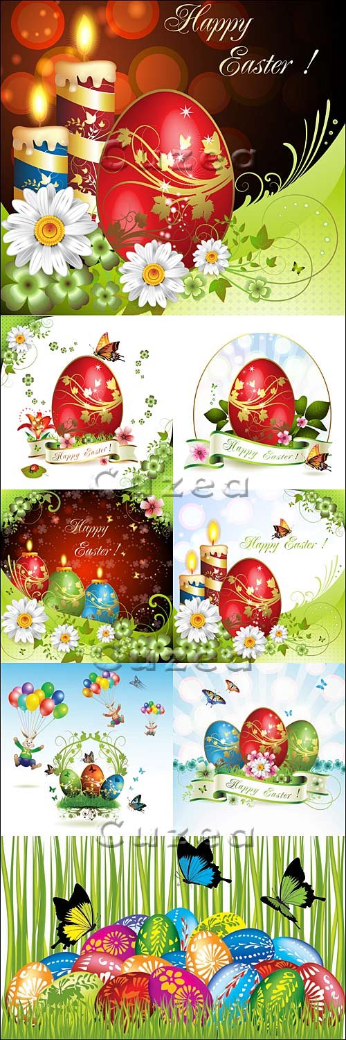    / Easter eggs with candles - vector stock
